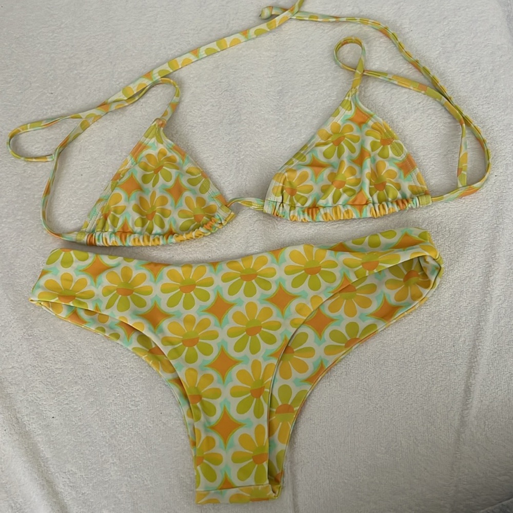 Kulani Kinis Yellow Retro Floral Bikini